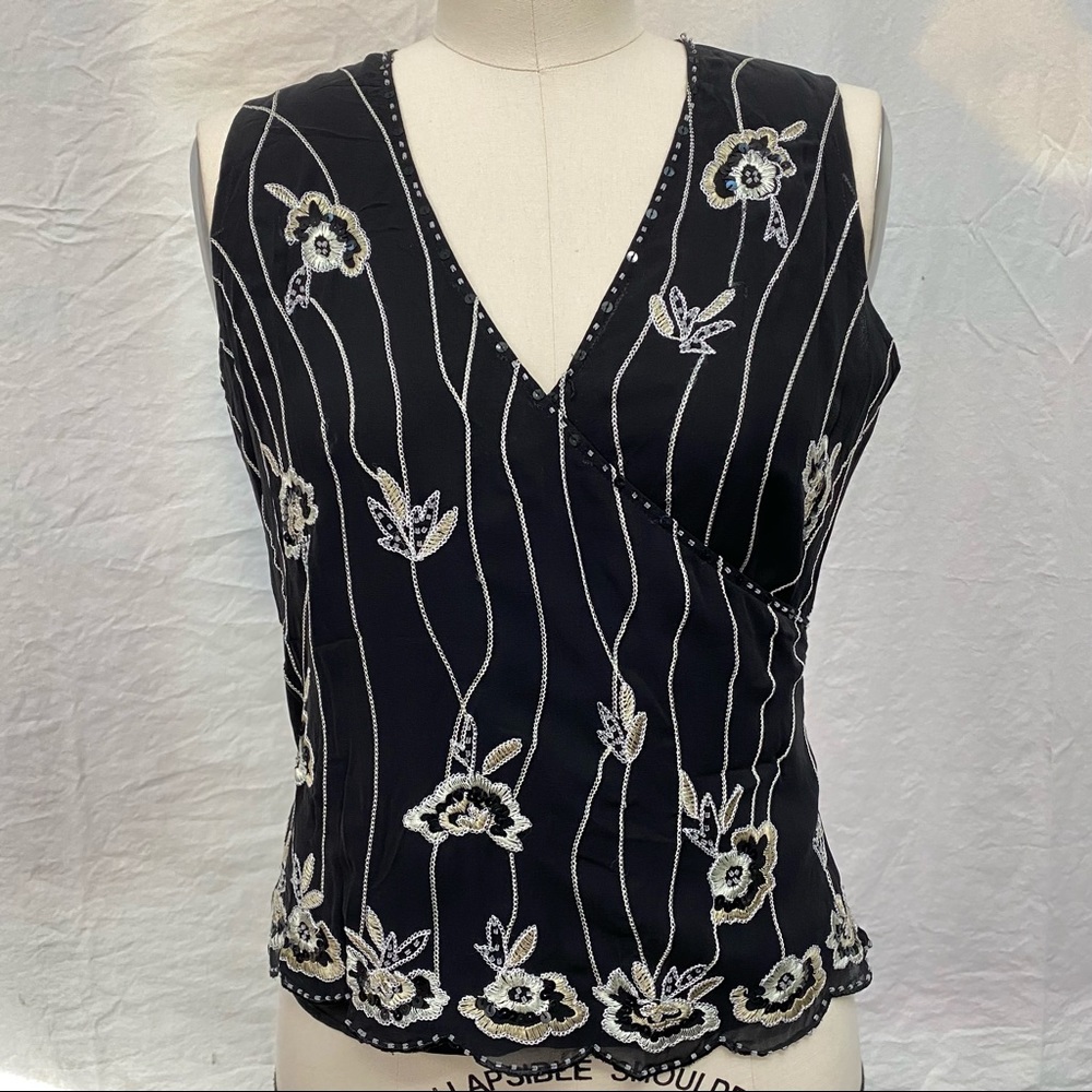 Silk embroidered top